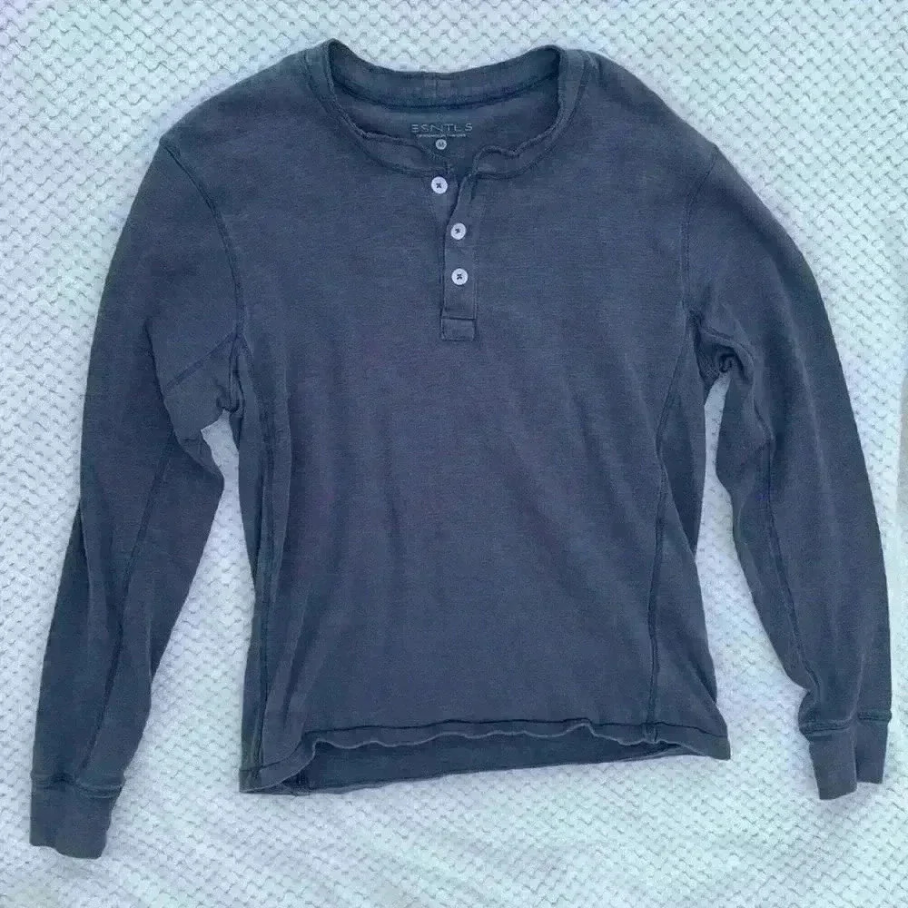 ESNTLS Blue Henly shirt sz M 3 button casual date night comfy cozy
